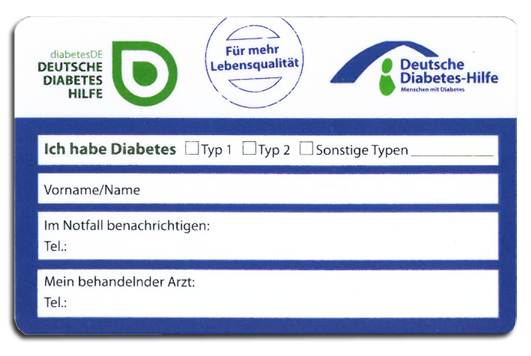 Diabetesausweis Musterkarte