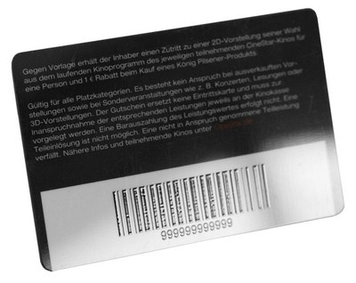 Plastikkarte personalisiert mit Barcode