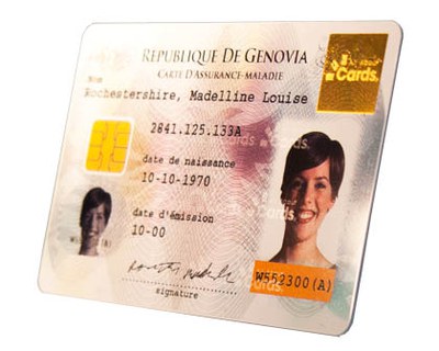 plastic card with picture and personal data