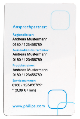 service card with personalized back