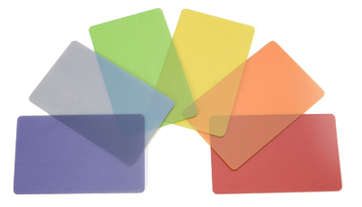 Transparente farbige Plastikkarten